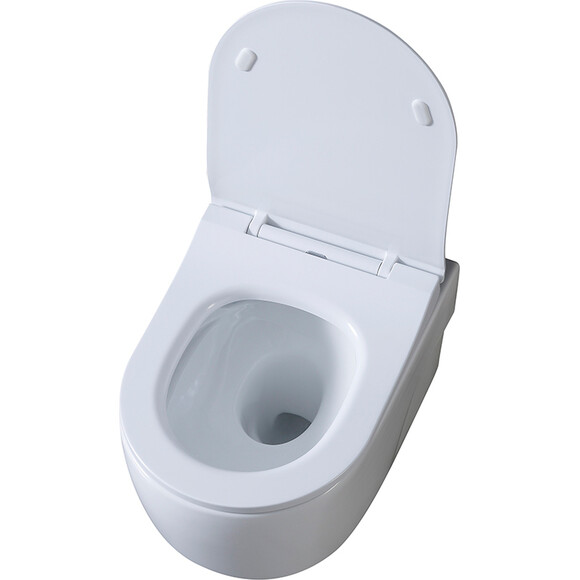 Безободковый подвесной унитаз Dusel Vortex DWHT10201230R (812301, воронкообразный, с сиденьем), фото 4