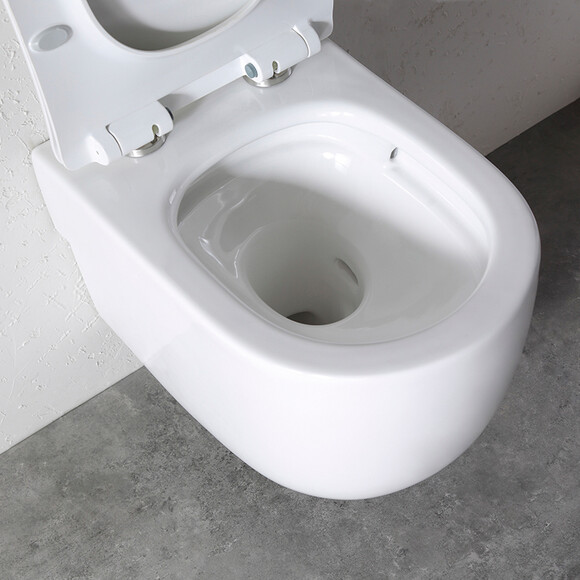 Безободковый подвесной унитаз Dusel Vortex DWHT10201230R (812301, воронкообразный, с сиденьем), фото 7
