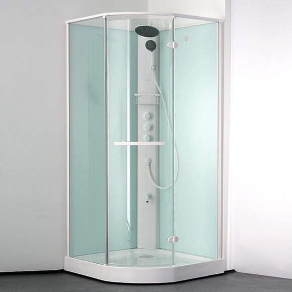 Душовий бокс Dusel Avenue White Matt 558003 (95x95 см, прозоре скло, профіль білий матовий, з піддоном), Колір виробника: прозоре скло, обробка біла матова, фото , изображение 3