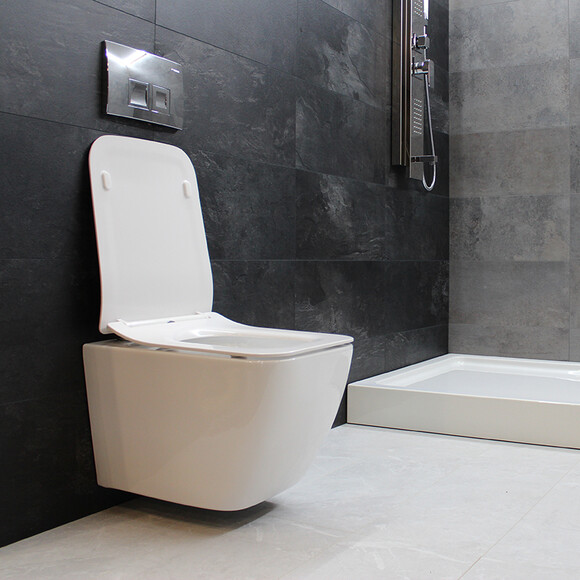 Безобідковий підвісний унітаз Dusel Cubis DWHT10201030R (810301, з сидінням), Колір виробника: білий глянець, фото , изображение 9