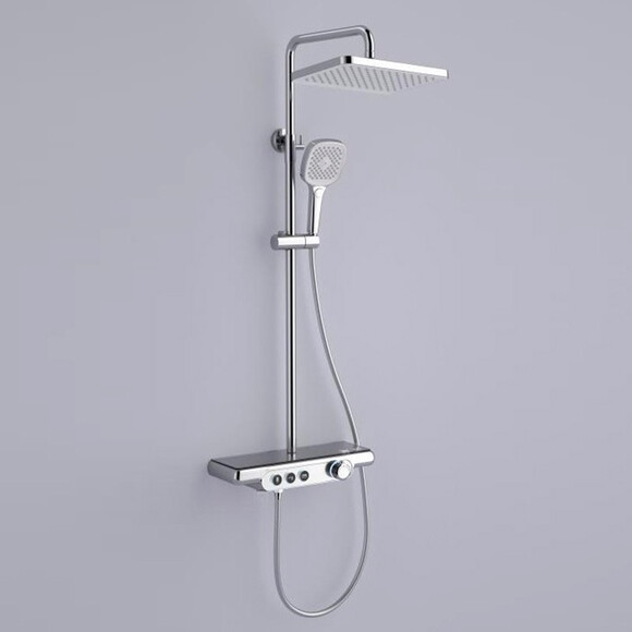 Душова система Dusel Pour Smart Chrome 245307000 (хром, з виливом та полицею), Колір виробника: хром, фото 