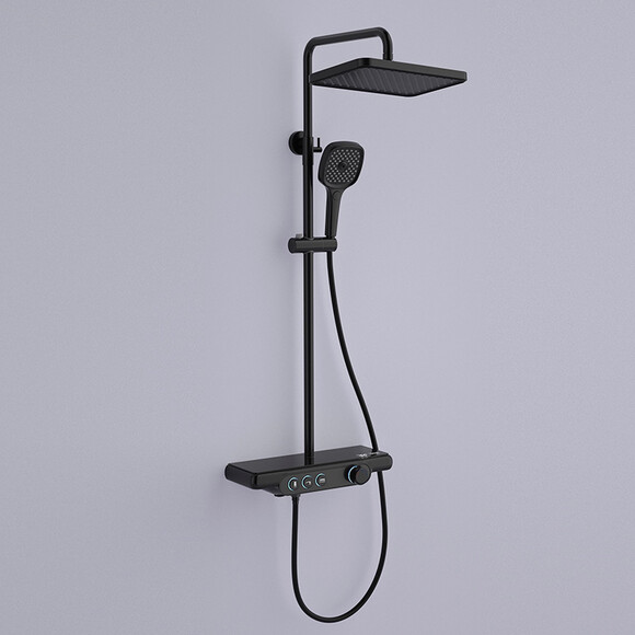 Душова система Dusel Pour Smart Black 241307000 (чорна, з виливом та полицею), Колір виробника: чорний, фото , изображение 2