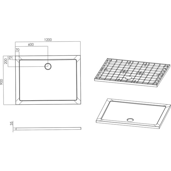 Душовий піддон Imprese ShowerPad SPS-1290 (120x90 см, білий глянсовий), Доступні розміри: 120 x 90, Колір виробника: білий глянець, фото , изображение 3
