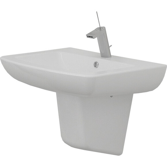 Умивальник Imprese Loreta White Glossy i11029 (60x48 см, білий глянсовий, з напівп'єдесталом), фото 