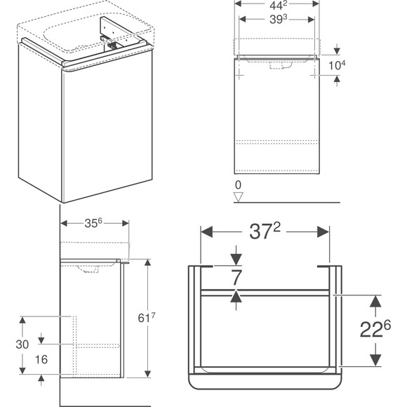 Тумба Geberit Smyle Square 500.351.00.1 (45 см, біла глянсова, підвісна), фото , изображение 2