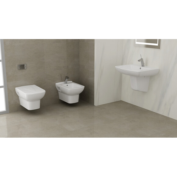 Умивальник Imprese Loreta White Glossy i11029 (60x48 см, білий глянсовий, з напівп'єдесталом), фото , изображение 2