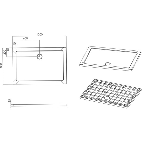 Душовий піддон Imprese ShowerPad SPS-1280 (120x80 см, білий глянсовий), Доступні розміри: 120 x 80, Колір виробника: білий глянець, фото , изображение 3