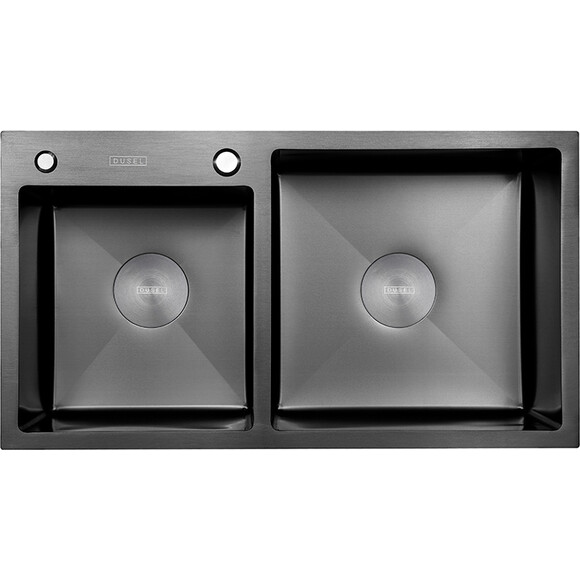 Мойка для кухни Dusel SS304 PVD Nano Black DS50878-1LNB (78x43 см, левая, черная матовая, 3.0/0.8 мм, с сифоном, дозатором и коландером), Доступные размеры: 78 x 43 L, Цвет производителя: черный матовый, Тип поверхности: PVD brash, фото 2