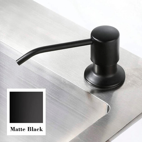 Мойка для кухни Dusel SS304 PVD Nano Black DS50878-2RNB (78x43 см, правая, черная матовая, 3.0/0.8 мм, с сифоном, дозатором и коландером), Доступные размеры: 78 x 43 R, Цвет производителя: черный матовый, Тип поверхности: PVD brash, фото 5