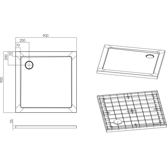 Душовий піддон Imprese ShowerPad SPS-9090 (90x90 см, білий глянсовий), Доступні розміри: 90 x 90, Колір виробника: білий глянець, фото , изображение 3