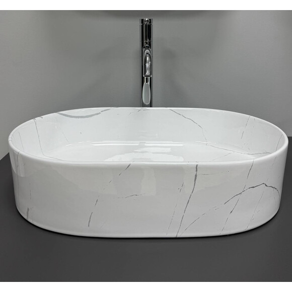 Раковина VBI Verona 50 Marble White Glossy VBI-011330 (50x34 см, белый мрамор глянцевый), Доступные размеры: 50 x 34, Цвет производителя: белый мрамор глянцевый, фото 5