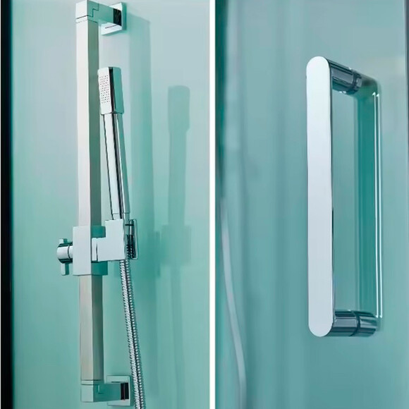 Душовий бокс Golston G-U692 (GU692121 120x85 см, скло прозоре, профіль сатин, з піддоном, лівий), фото , изображение 4