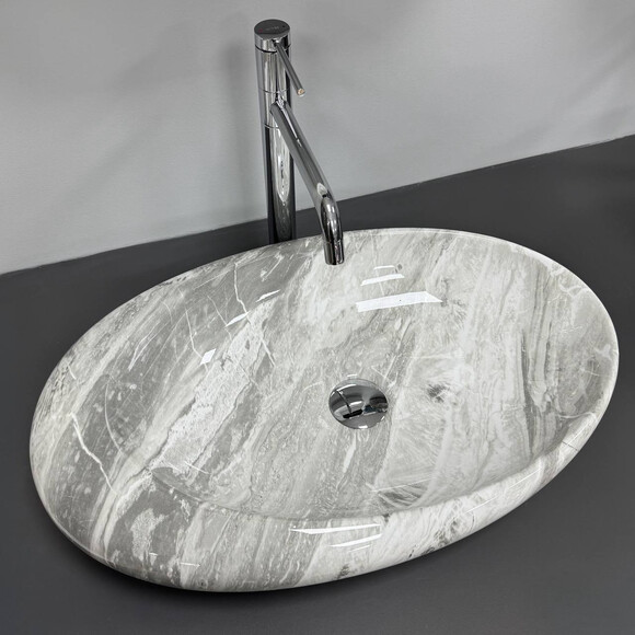 Раковина VBI Vicenza M Grey Stone Glossy VBI-014806 (58x36 см, серый камень глянцевый, чаша), Доступные размеры: 58 x 36, Цвет производителя: серый камень глянцевый, фото 2