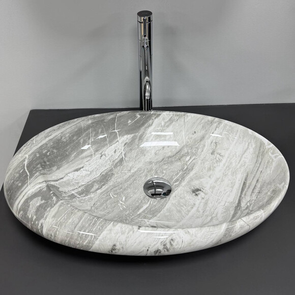 Раковина VBI Vicenza M Grey Stone Glossy VBI-014806 (58x36 см, серый камень глянцевый, чаша), Доступные размеры: 58 x 36, Цвет производителя: серый камень глянцевый, фото 3