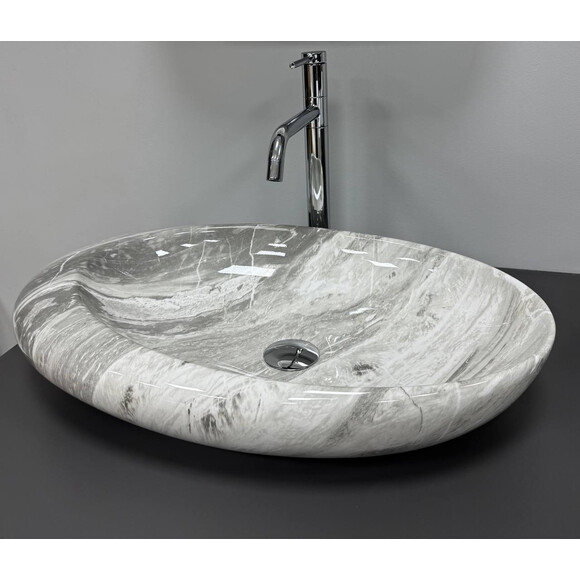 Раковина VBI Vicenza M Grey Stone Glossy VBI-014806 (58x36 см, серый камень глянцевый, чаша), Доступные размеры: 58 x 36, Цвет производителя: серый камень глянцевый, фото 4