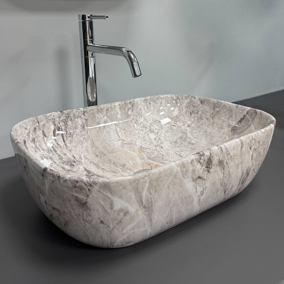 Раковина VBI Ravenna Stone Glossy VBI-011235 (46x32 см, камень глянецевый, чаша), Доступные размеры: 46 x 32, Цвет производителя: камень глянцевый, фото 2
