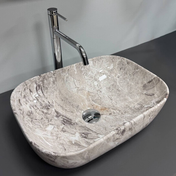 Раковина VBI Ravenna Stone Glossy VBI-011235 (46x32 см, камень глянецевый, чаша), Доступные размеры: 46 x 32, Цвет производителя: камень глянцевый, фото 6