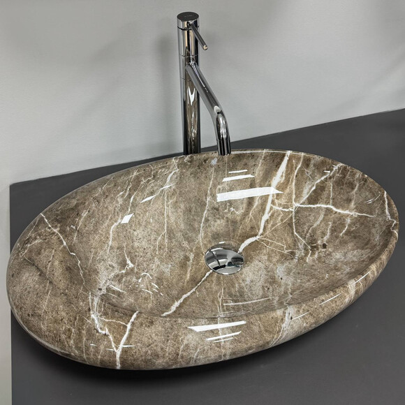 Раковина VBI Vicenza M Brown Stone Glossy VBI-014805 (58x36 см, коричневый камень глянцевый, чаша), Доступные размеры: 58 x 36, Цвет производителя: коричневый камень глянцевый, фото 2