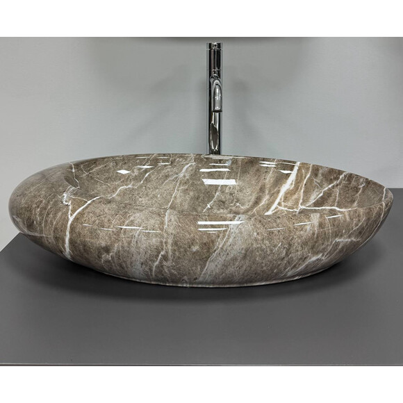 Раковина VBI Vicenza M Brown Stone Glossy VBI-014805 (58x36 см, коричневый камень глянцевый, чаша), Доступные размеры: 58 x 36, Цвет производителя: коричневый камень глянцевый, фото 4