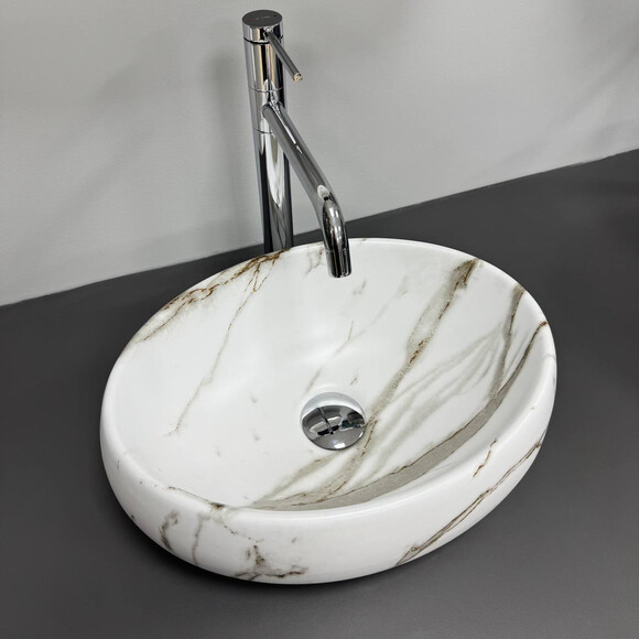 Раковина VBI Veneto S Lava Matt VBI-012813 (38x29 см, бежевый мрамор матовый, чаша), Доступные размеры: 38 x 29, Цвет производителя: бежевый мрамор матовый, фото 2
