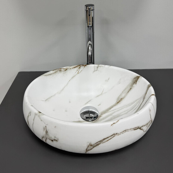 Раковина VBI Veneto S Lava Matt VBI-012813 (38x29 см, бежевый мрамор матовый, чаша), Доступные размеры: 38 x 29, Цвет производителя: бежевый мрамор матовый, фото 3