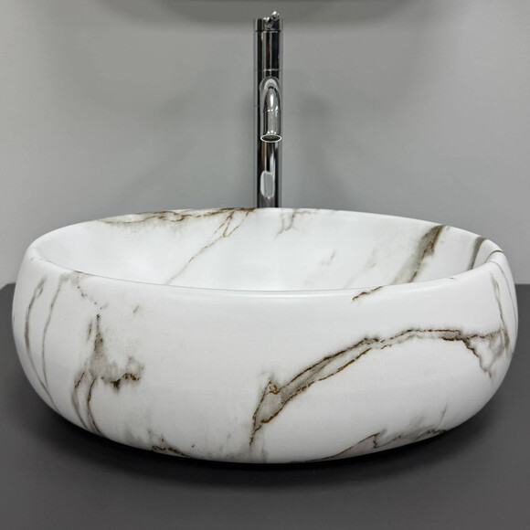 Раковина VBI Veneto S Lava Matt VBI-012813 (38x29 см, бежевый мрамор матовый, чаша), Доступные размеры: 38 x 29, Цвет производителя: бежевый мрамор матовый, фото 5