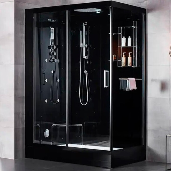 Душовий бокс Golston G-U692BB (GU692124 120x85 см, скло прозоре, профіль чорний матовий, з піддоном, лівий), фото 