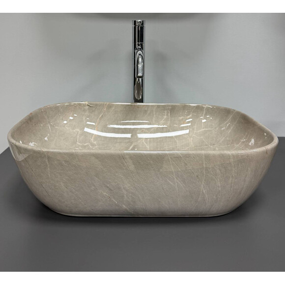 Раковина VBI Ravenna Beige Stone Glossy VBI-011236 (46x32 см, бежевый камень глянцевый, чаша), Доступные размеры: 46 x 32, Цвет производителя: бежевый камень глянцевый, фото 2