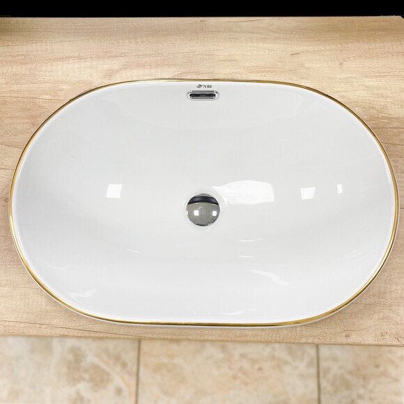 Умивальник VBI Gaeta S White/Gold Edge VBI-018067 (55x36 см, білий глянсовий/золотий), Доступні розміри: 55 x 36, Колір виробника: білий глянець, золото, фото , изображение 3