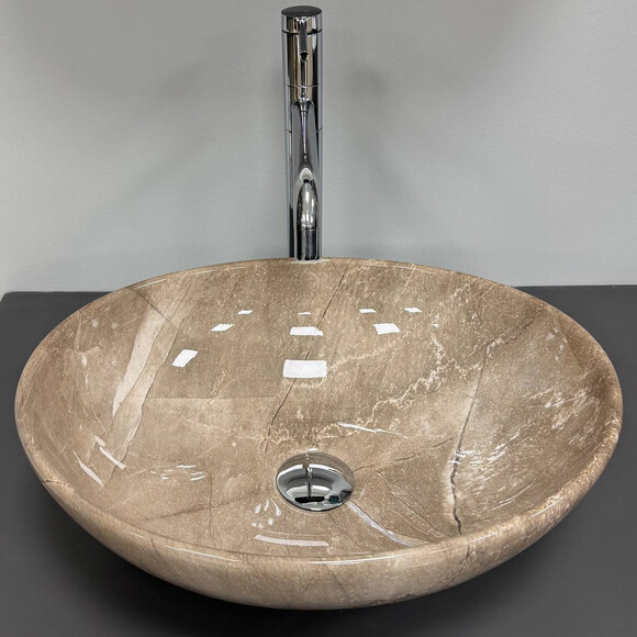 Раковина VBI Parma Dark Brown Stone Glossy VBI-011028 (41x34 см, тёмно-коричневый камень глянцевый, чаша), Доступные размеры: 41 x 34, Цвет производителя: тёмно-коричневый камень глянцевый, фото 2