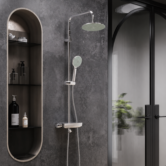 Душевая система Damixa Scandinavian Pure 936730000 (с полкой и изливом), Цвет производителя: хром, фото 3