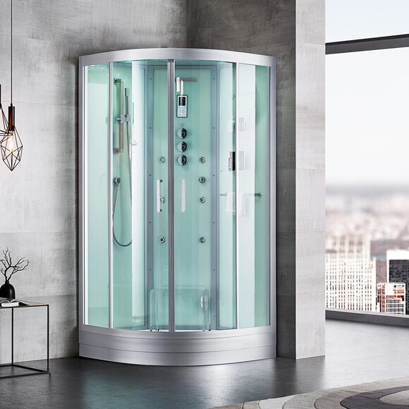 Душовий бокс Golston G-U695 (GU692126, 100x100 см, скло прозоре, профіль сатин, з піддоном), фото 