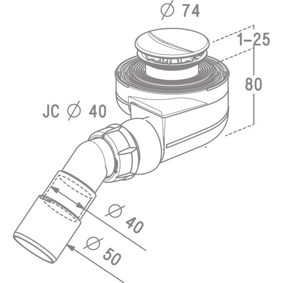 Сифон для душового піддону Radaway Turboflow TB50P (хром), фото , изображение 2