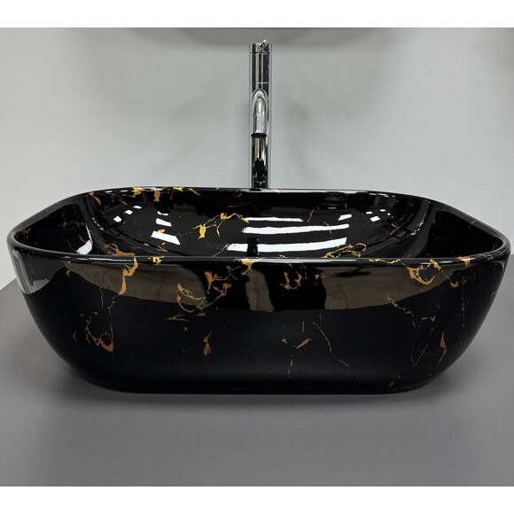 Раковина VBI Ravenna Black Lightning Glossy VBI-011232 (46x32 см, черный мрамор глянцевый, чаша), Доступные размеры: 46 x 32, Цвет производителя: черный мрамор глянцевый, фото 5