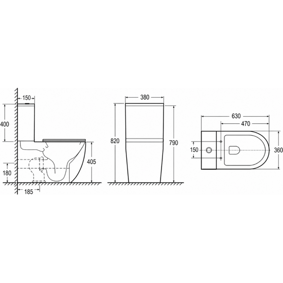 Безобідковий унітаз-компакт Ravak Torrenta Round Combi RimOff RKUJ100023 (воронкоподібний, з сидінням), фото , изображение 8