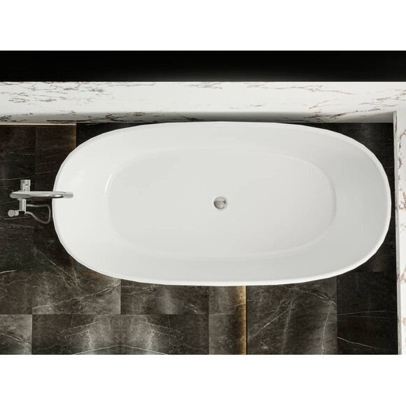 Мраморная ванна Miraggio Brave New Miramarble 0001515 (155x75 см, белая глянцевая, отдельностоящая), Цвет производителя: белый глянец, Технология производства: Miramarble, фото 6
