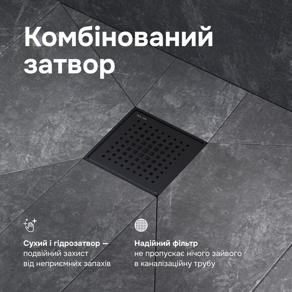 Душовий трап Am.Pm MasterFlow Cut Gradient W01BD-P11-010-01BM (10х10 см, чорний матовий), Колір виробника: чорний матовий, фото , изображение 5