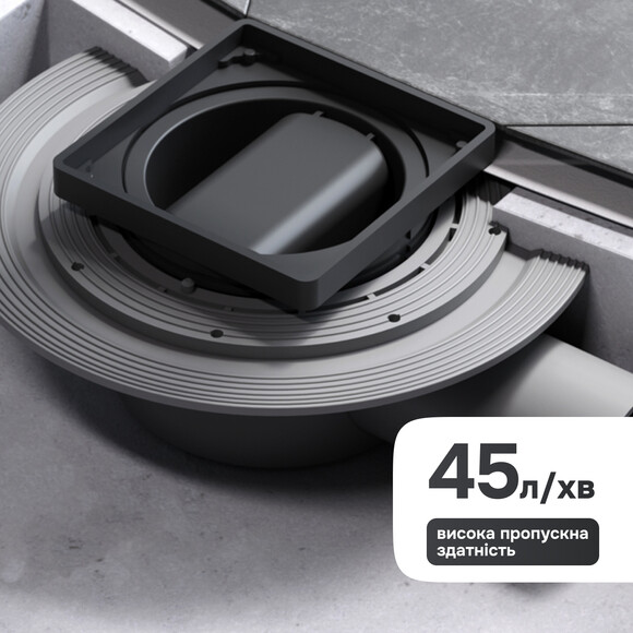 Душовий трап Am.Pm MasterFlow Cut Gradient W01BD-P11-010-01BM (10х10 см, чорний матовий), Колір виробника: чорний матовий, фото , изображение 6