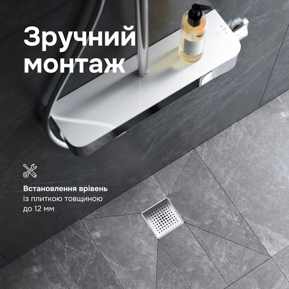 Душовий трап Am.Pm MasterFlow Cut Gradient W01BD-P11-010-01SB (10х10 см, нержавіюча сталь), Колір виробника: нержавіюча сталь, фото , изображение 7