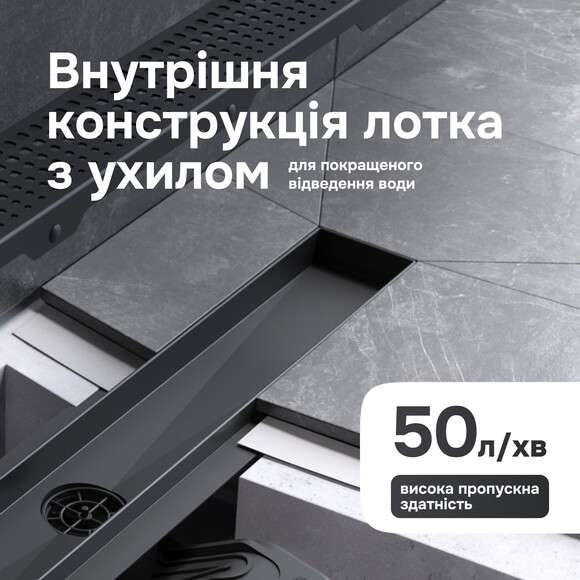 Душовий трап Am.Pm MasterFlow Cut Gradient W01SC-P11-060-01BM (60 см, чорний матовий), Колір виробника: чорний матовий, Доступні розміри: 60, фото , изображение 6