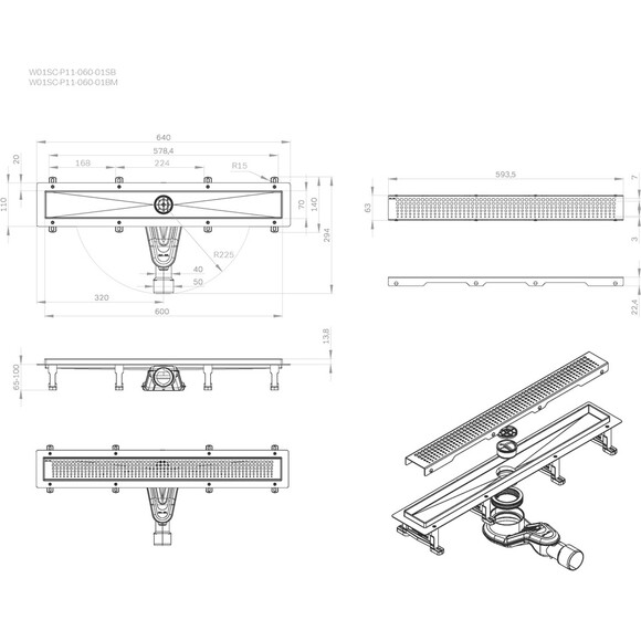 Душовий трап Am.Pm MasterFlow Cut Gradient W01SC-P11-060-01SB (60 см, нержавіюча сталь), Колір виробника: нержавіюча сталь, Доступні розміри: 60, фото , изображение 10