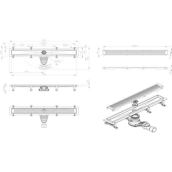 Душовий трап Am.Pm MasterFlow Cut Gradient W01SC-P11-070-01SB (70 см, нержавіюча сталь), Колір виробника: нержавіюча сталь, Доступні розміри: 70, фото , изображение 10
