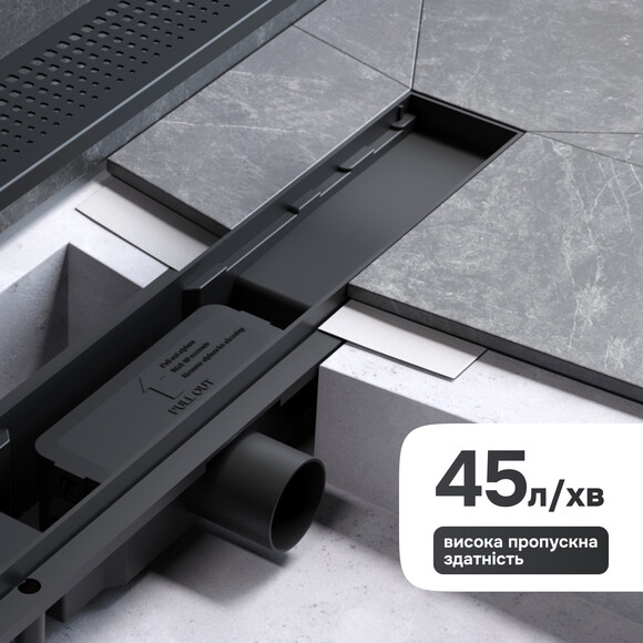 Душовий трап Am.Pm Primeflow Cut Gradient W02SC-P11-070-01BM (70 см, чорний матовий), Колір виробника: чорний матовий, Доступні розміри: 70, фото , изображение 6