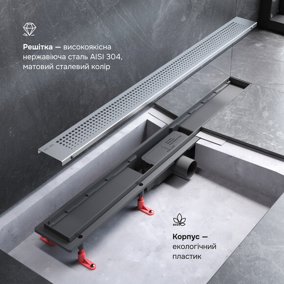 Душовий трап Am.Pm Primeflow Cut Gradient W02SC-P11-070-01SB (70 см, нержавіюча сталь), Колір виробника: нержавіюча сталь, Доступні розміри: 70, фото , изображение 4