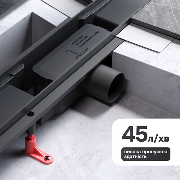Душовий трап Am.Pm Primeflow Tile W02SC-U11-070-04BM (70 см, чорний матовий), Колір виробника: чорний матовий, Доступні розміри: 70, фото , изображение 7