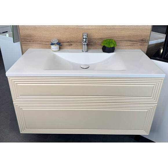 Тумба Snail Азалия с умывальником Snail Орфей 990КМ2165A100 (99 см, белая глянцевая, подвесная), фото 3