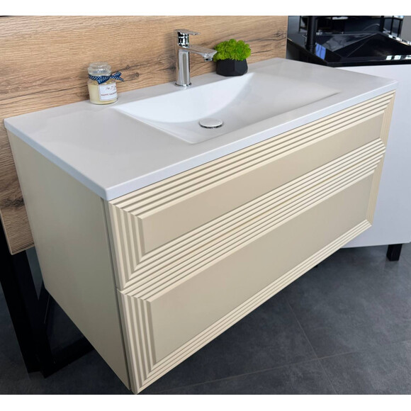 Тумба Snail Азалия с умывальником Snail Орфей 990КМ2165A100 (99 см, белая глянцевая, подвесная), фото 4