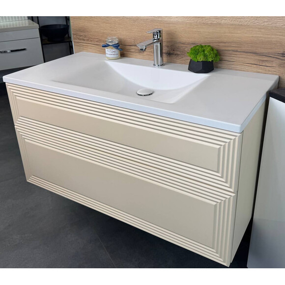 Тумба Snail Азалия с умывальником Snail Орфей 990КМ2165A100 (99 см, белая глянцевая, подвесная), фото 6