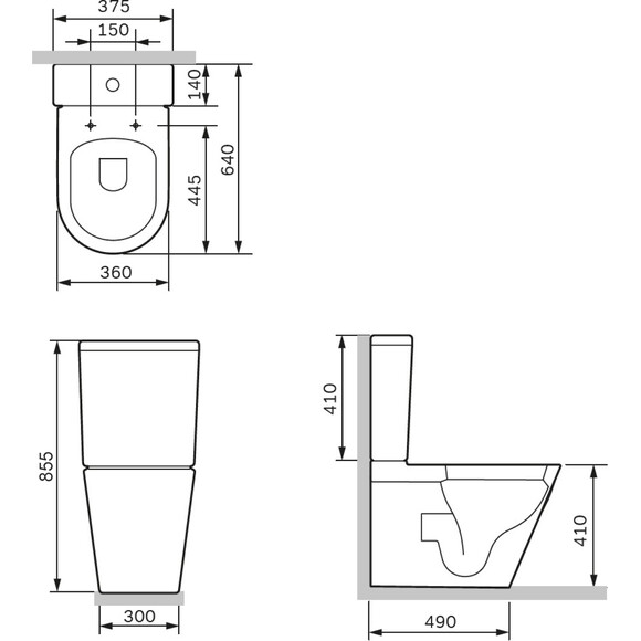 Безобідковий унітаз-компакт Am.Pm Func CFA8600SC (з сидінням), фото , изображение 17