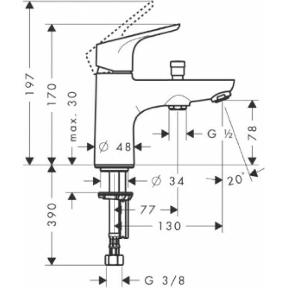 Смеситель для ванны Hansgrohe Focus E2 31930000, фото 8